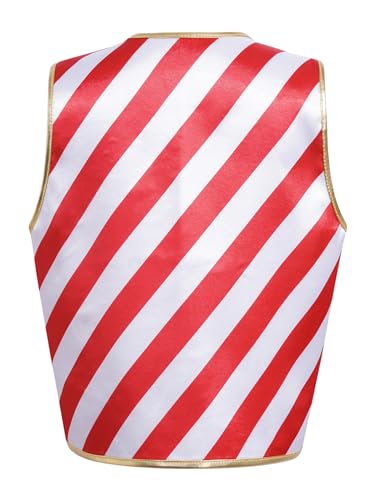 Aislor Kids Boys Girls Christmas Party Performance Vest Candy Cane Striped Blazer Top Festival Xmas Cosplay Waistcoat2