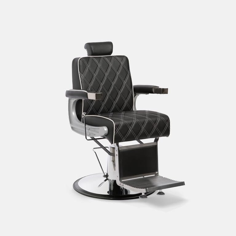 LBH Sillón Barbero hidráulico reclinable y Giratorio con reposabrazos Modelo Gon Silver