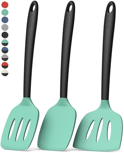 Image of Coukre 3 Pack Silicone Spatula Set, Heat Resistant to 500F, BPA-Free