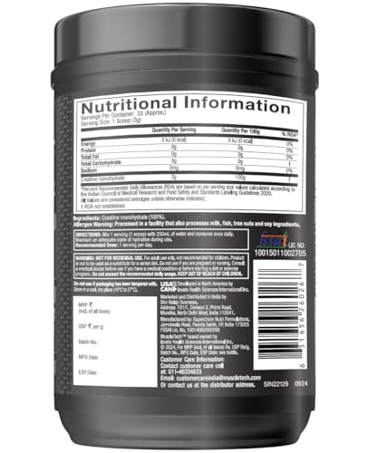 Muscletech Platinum 100% Creatine Powder (Unflavoured - 100 Gram, 33 Serves), Scientifically Researched to Build Muscle - Increase Muscle Power, Boost Strength & Enhance Performance