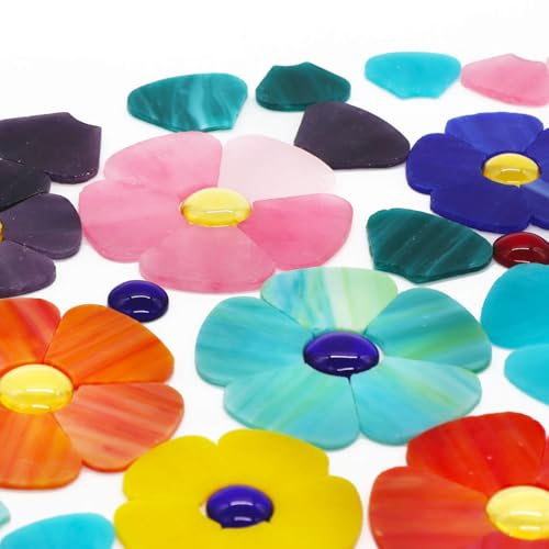 LITMIND 24 Precut Stained Glass Flower Mosaic Tiles, Bright Mix by LITMIND - Used condition - Image 4