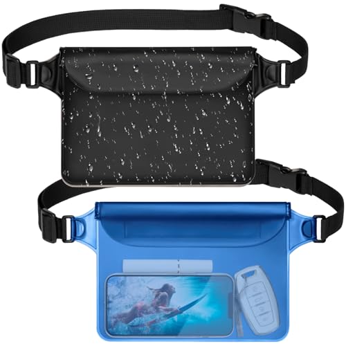 Image of F-color Waterproof Fanny Pack - Waterproof Pouch, Beach Cruise Essentials | Adjustable Waist Strap, Triple Zipper Roll-Top Dry Bag for Phone, Keep Passport Valuables Dry for Beach Kayaking Boating