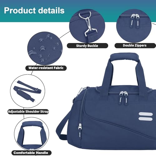 Image of Gym Bag for Men & Women - 30L Duffel Bag with Shoe Compartment, Weekender Water Resistant Duffle Bag for Travel, Sports, Fitness & Workouts, DarkBlue