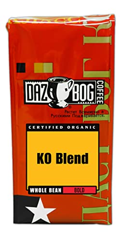 Dazbog Coffee | Organic Ko Blend | Whole Bean Coffee | 11 Oz. | Dark Roast Flavor | Full-Bodied, Smoky, Pungent Blend | Intense & Lively | Heavenly Rich | Vacuum Sealed Freshness #TOP8