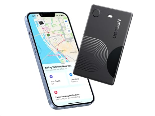 UGREEN FineTrack Slim kompatibel mit Apple Find My (nur iOS) Bluetooth Tracker Karte bis zu 7 Jahre Batterielebensdauer 100dB Piepton Geldbörsenfinder für Reisepass Wallet Rucksack (1 Pack)