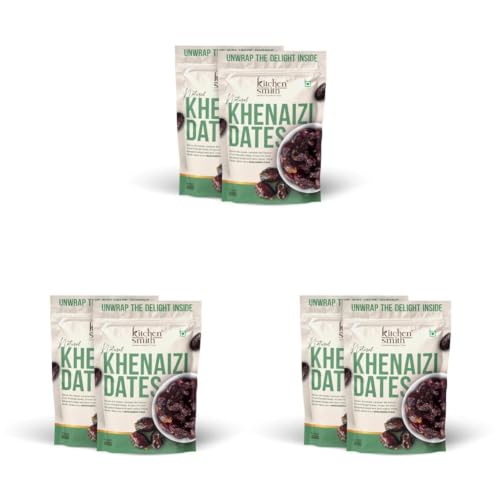 Image of KitchenSmith Khenaizi Fresh Dates - Pack of 6-400gm | No Preservatives & Added Sugar | High Fibre | Energy Health Snacks | Premium Khajoor