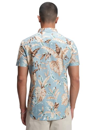 Image of Highlander Men's's Slim Fit Floral Printed Casual Shirt | Elegant Design with Short Sleeves & Button Closure a Refined Casual Look