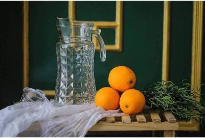 ROSEFINCH 1.7 Litre Crystal Carafe Glass Pitcher Jug with Lid Glass Kettle with Crystal Handle and Stainless Steel Lid Cover for Milk, Red Wine, Cold Water, Fruit Juice, Hot Coffee, Ice Drinks 1 Pcs. 3