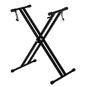 Miwayer Piano Stand Frameworks Deluxe X-Style Keyboard Stand Height & Width Adjustable with Quick Release Mechanism, For 54-88 Key Electric Pianos, Black