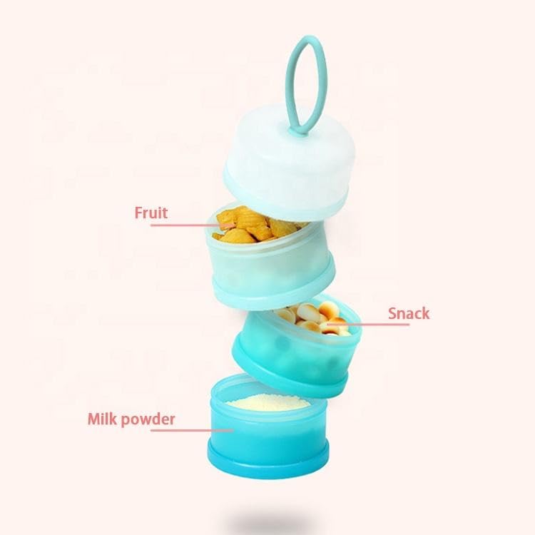 Image of MINI Baby BPA Free Multi-Layer Stackable Food Storage Box Custom Logo Manual Dispenser for Travel Leakproof Portable Milk Powder Container (Blue)