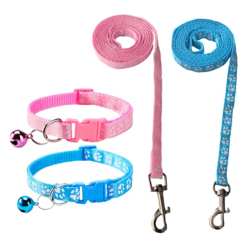 2 Collari per Cuccioli con Guinzaglio, Collare Regolabile in Morbido Nylon per Animali Domestici, per Cani di Piccola Taglia e Gatti Cuccioli
