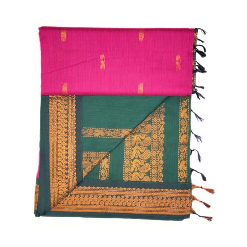 Image of Pure Kalyani Cotton Saree | Zari Border & Blouse Piece - Lata Gadwal Design | Traditional Saree