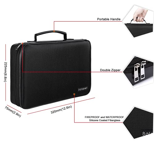 BALAPERI Fireproof Battery Organizer Storage Case with Tester BT-168, Waterproof & Explosion-proof Safe Bag, Carrying Container Bag - Holds 220+ Batteries AA AAA C D 9V (Batteries not Included)