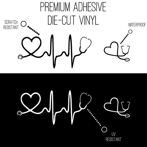 Image of Stethoscope Laptop Decal Pack (Black) - Nurse Stickers, RN Decal for YETI, Laptop, Car, Bumper, Window - Premium Quality Die Cut Nursing Stickers