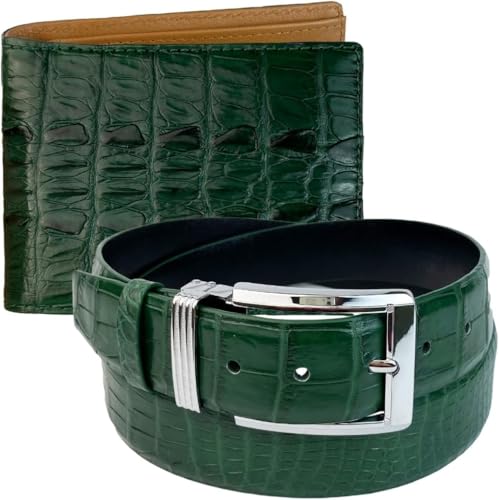 Package Genuine Alligator Quill Leather Belts Buckle And Wallets For Men, Crocodile Skin Belts And Wallet For Men Italy