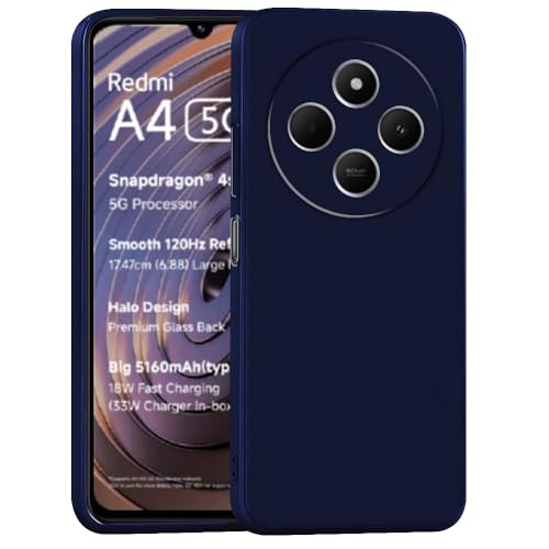 Image of Back Cover for Mi Redmi A4 5G / 14C 5G | Full Camera Protection | Premium Liquid Silicon Case | Flexible Bumper Case for Mi Redmi A4 5G / 14C 5G / 14R 5G / Poco C75 5G / M7 5G (Dark Blue)