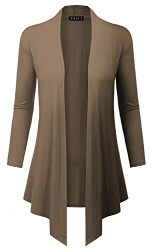 URBAN K Women's Short, Long, & 3/4 Sleeve Open Front Drape Hem Lightweight Cardigan Regular & Plus Size