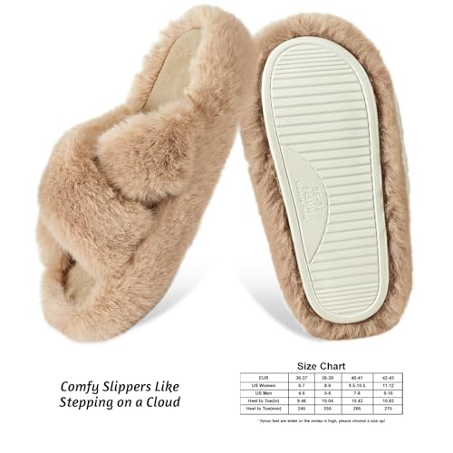 Image of Women's Memory Foam Fluffy Plush Slippers - Cozy Furry Comfy Shoes