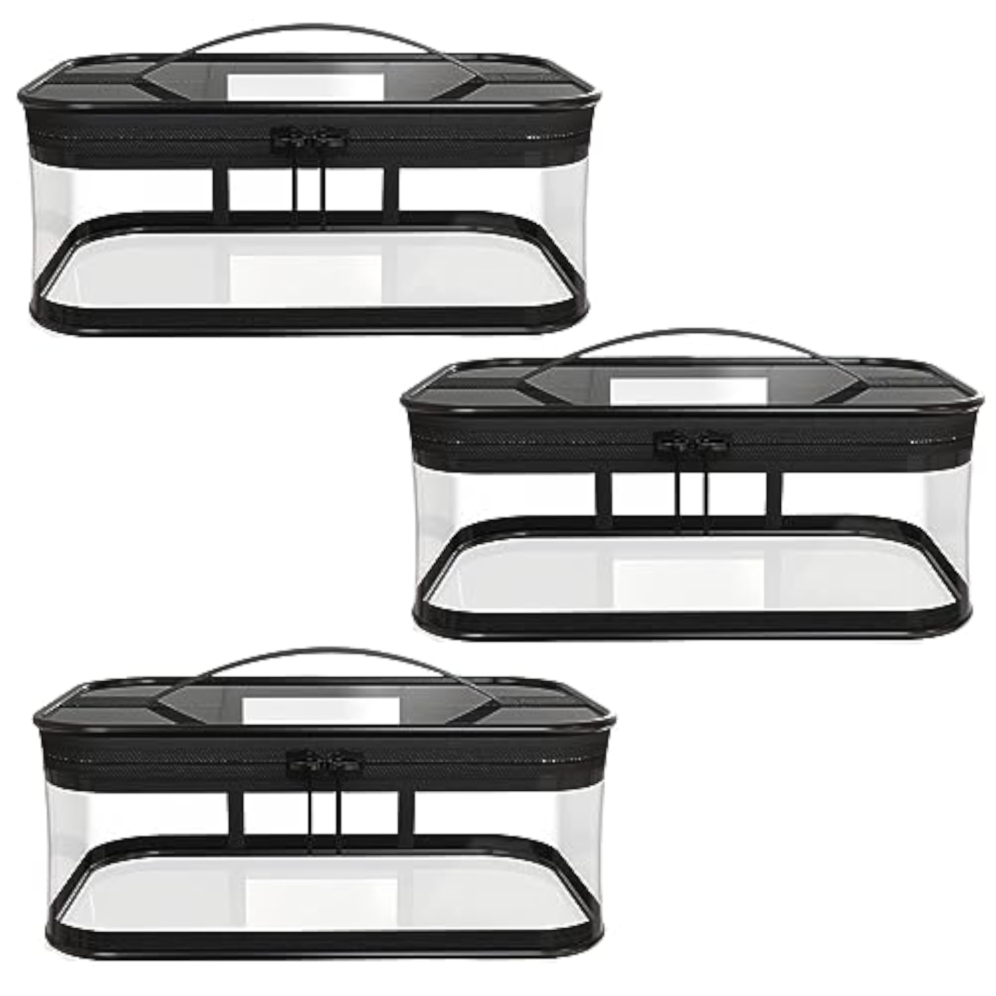 Transparent Clear Cosmetic Pouches with Double Zipper, Travel Ready