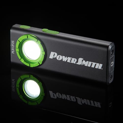 Image of PowerSmith Rechargeable EDC Flashlight, Power Bank 1200 Lumen Slim Flat Flashlight with Metal Housing, Magnetic Pocket Clip, USB-C Charging Cable, IPX7 Waterproof, and 2 Year Warranty (PLR12F2S)