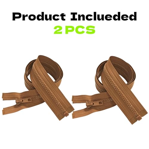 Image of YaHoGa 2PCS #5 30 inch Separating Jacket Zippers for Sewing Coats Jacket Zipper Replacement Plastic Zippers Bulk (30 inch Brown)
