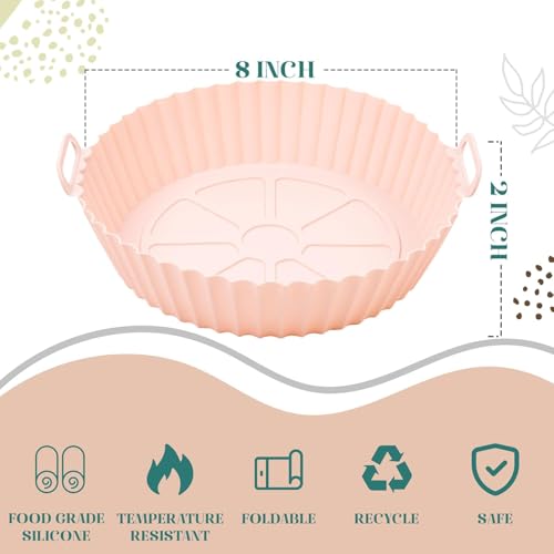 Image of Reusable Silicone Air Fryer Liners Round Bowl | Heat Resistant Non-Stick Basket for Air Fryer, Oven, Microwave | BPA-Free Food Grade Silicone Pot for Cooking, Baking & Roasting 3Pcs