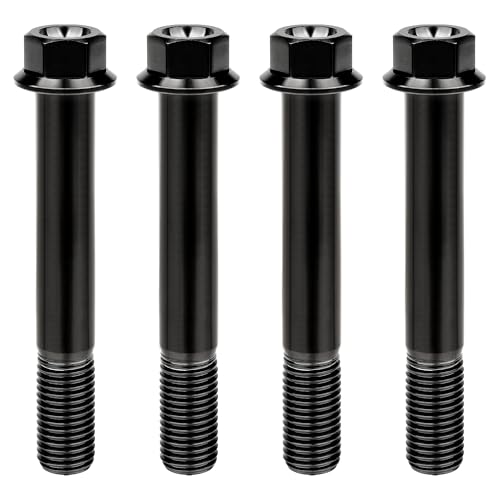 Image of Titanium Bolt M12 30 35 40 45 50 55 60 65 70 75 80 85 90mm Hex Small Flange Head for Motorcycle Car Modification Pack of 4 (M12x80mm Pitch 1.25, Black)