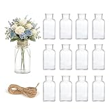 Lot de 12 Vases en Verre 125ml, Grand Col 10.3cm avec 10m Ficelle Jute, Style Vintage Lava...