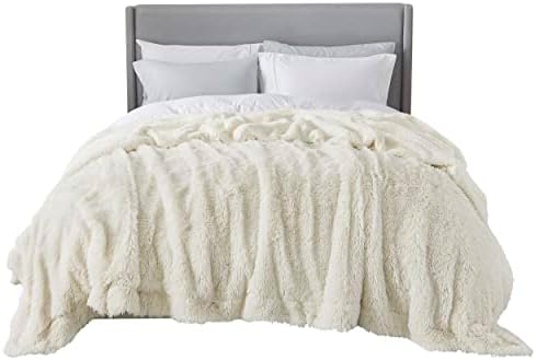 Bedsure Faux Fur King Size Blanket Cream – Fuzzy, Fluffy, and Shaggy Faux Fur, Soft and Thick Sherpa, Cozy Warm Decorative Gift, King Blanket for Bed, 108x90 Inches, 640 GSM