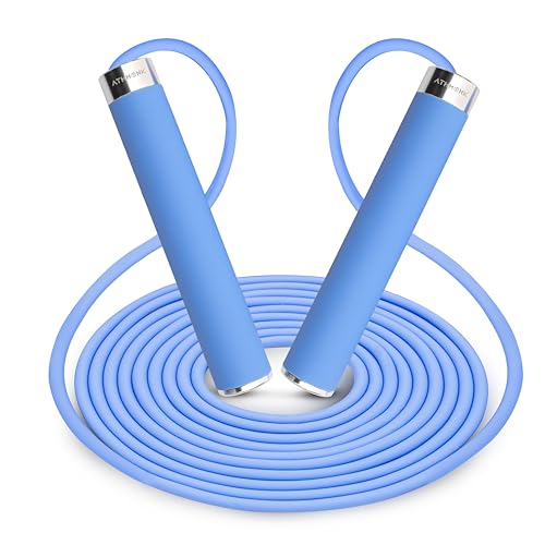 Athmonk Thick Skipping Rope For Men & Women - Jumping Rope For Exercise - Jump Ropes For Adults & Kids - Boxing Workout Gym - Anti-Slip Handle - Tangle Free 10ft Long Adjustable PVC Rope - Ice Blue (B0CYH937J4) Amazon Price History, Amazon Price Tracker