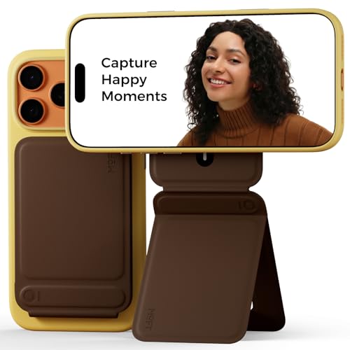 Image of MOFT Phone Tripod Stand Selfie Stick for iPhone, Multi-Angles iPhone Stand, Lightweight & Portable Phone Holder, Strong Magnets, MOVAS Vegan Leather, Travel Essentials, Brownie (Without Card Slot)