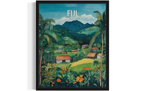 Paysage rural des Fidji : affiche vintage A3 pour sublimer votre salon