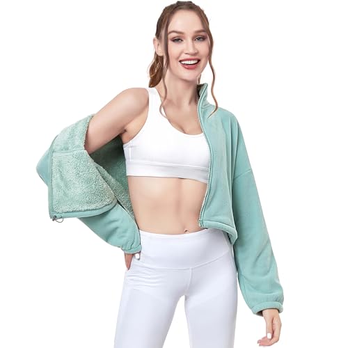 Davena Women's Reversible Sherpa Fleece Hoodie Jacket Zip Up Winter Fall Coat Warm Outwear with Pockets4