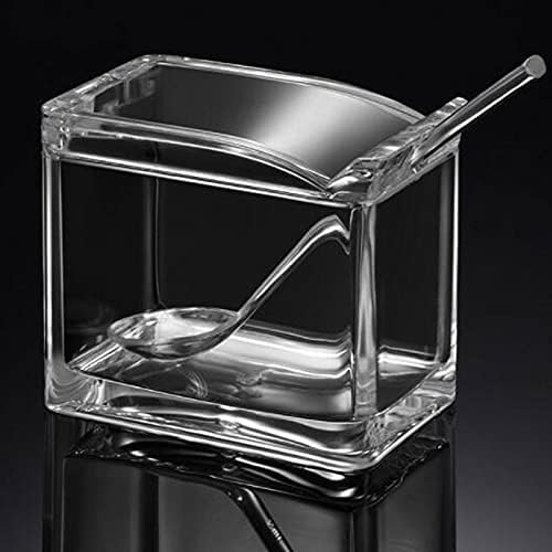 Spice boxs Clear Seasoning Box,3/4 Pieces, for Spice Salt Sugar Cruet,with Spoons,Capacity: 300ml(Black)