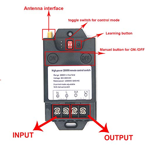 2000 Meters Long Distance Wireless Remote Control Switch high Power Water Pump Motor Lighting Industrial Wireless Remote Control Switch AC 110V 220V Relay Switch Transmitter High Range 6600ft