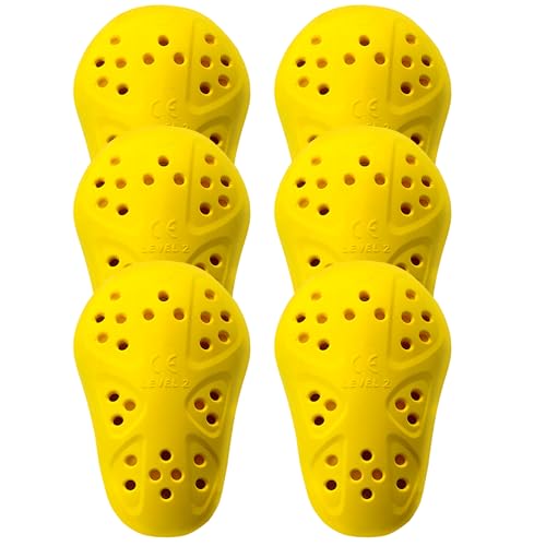 CE Level 2 Certified Armor Pads Pack of 6 Pieces, Level 2 Approved , Shoulder, Knee, and Elbows Protectors for Motorcycle Jackets.