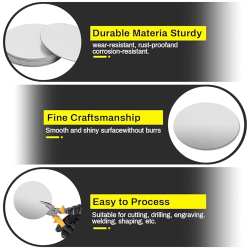 Uxney Edelstahlscheibe 80mm x 2mm, AISI 304 Rostfrei Metallplatte-Edelstahl Disc-Runde Edelstahlplatten für Modellbau, Schmuckherstellung, DIY Basteln (5 Stück)