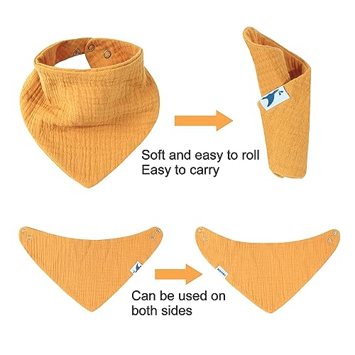 TWINOR 10 Pack Baby Muslin Bibs 100% Cotton Baby Bandana Bibs for Drooling and Teething, Absorbent Drool Bibs for Baby Boys Girls4