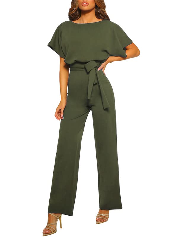 HAPPY SAILED Damen Langarm O-Ausschnitt Elegant Lang Jumpsuit Overall...