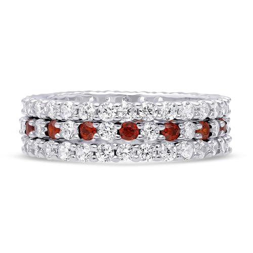 BERRICLE Sterling Silver Wedding Rings Pave Set Round Cut Cubic Zirconia CZ Eternity Ring Set for Women, Rhodium Plated Size 4-102