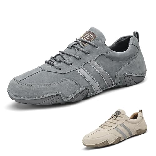 Image of Runscbk Men's Retro Handmade Suede Chukka Shoes with Arch Support,Fashion Casual Lightweight Outdoor Sneakers for Hiking Trailing Commuting