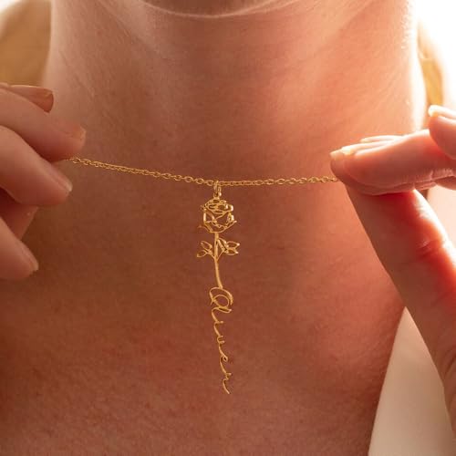 Custom Birth Flower Name Necklace Personalized 925 Sterling Silver Floral Jewelry Bridesmaid Proposal Gifts for Women2