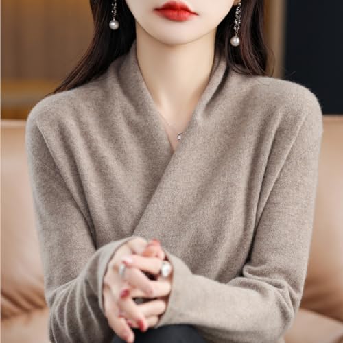 Women's V-Neck Sweater 100% Merino Wool 2025 Winter Warm Soft Long Sleeve Seamless Knit Pullover Cashmere Fall Sweater4