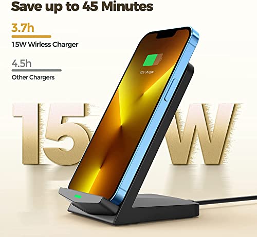 Wireless Charger 2 Packs, Dual-Coil 15W Fast Wireless Charging,Phone Wireless Charger Stand Compatible with Phone 15/14/13 Pro Max/12/11/SE/XR/XS/8 Plus, Galaxy S24/S21 Ultra/S20/S10,Pixel(NoAdapter) - Image 3