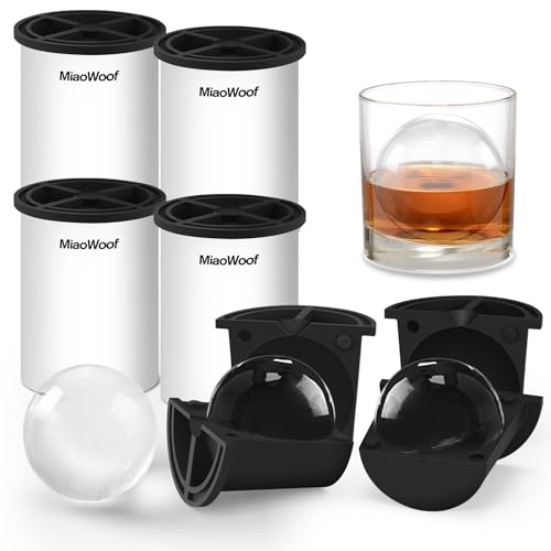 Image of Clear Ice Cube Maker, 2.5 Inch Stainless Steel Crystal Large Clear Ice Ball Maker, Silicone Ice Cube Mold for Cocktails, Drinks & Bourbon, Whiskey Gifts for Men (4 Pack)