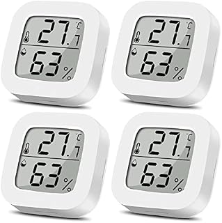 4PCS Digital Mini Hygrometer Thermometer Indoor, LCD Monitor Humidity Gauge with Temperature Meters for Home Office Kitchen Cellar, Fridge, Closet,(Celsius degree)
