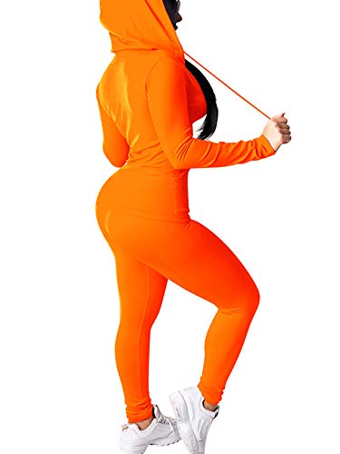 Bornpom Women 2 Piece Outfits Hoodie Long Sleeve Zip Up Jackets Bodycon Long Pants Tracksuit Sets2