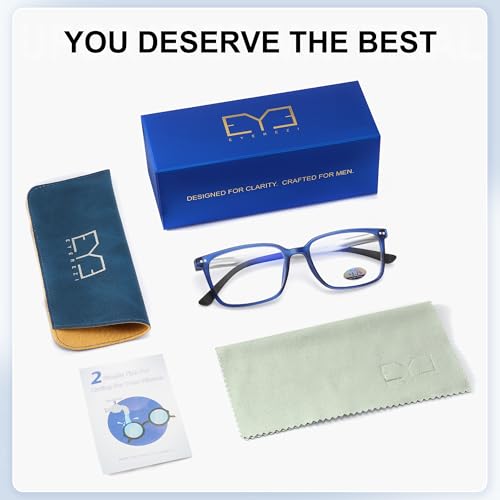 EYEREZI Reading Glasses for Men Square Lightweight TR90 Frame mens Accessories Computer Anti Blue Light Blocking Readers with Spring Hinge,2.5x Blue — view 6