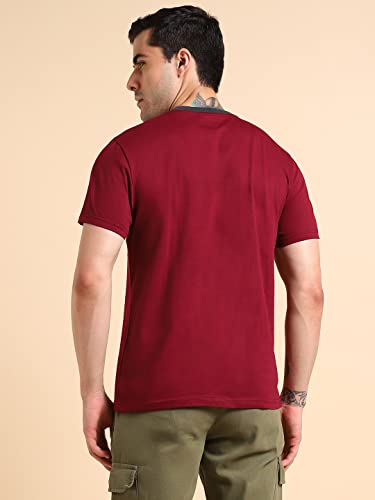Image of Dennis Lingo Men's Cotton Slim Fit Solid Round Neck T-Shirt