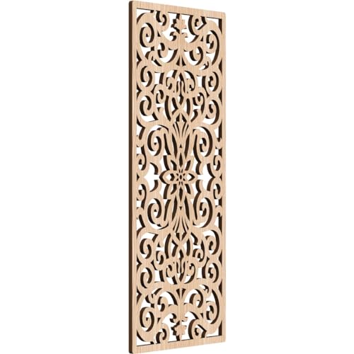 Image of Buel Decorative Pierced Fretwork Wood Wall Panels, 9 3 /8 inchW x 24 3 /8 inchH x 3 /8 inchT, Red Oak